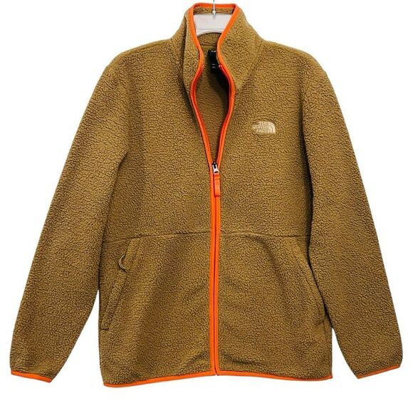 The North Face Jacket Mens Tan Dunraven Sherpa Full Zip w/ Zip Pockets Sz M - Picture 1 of 11